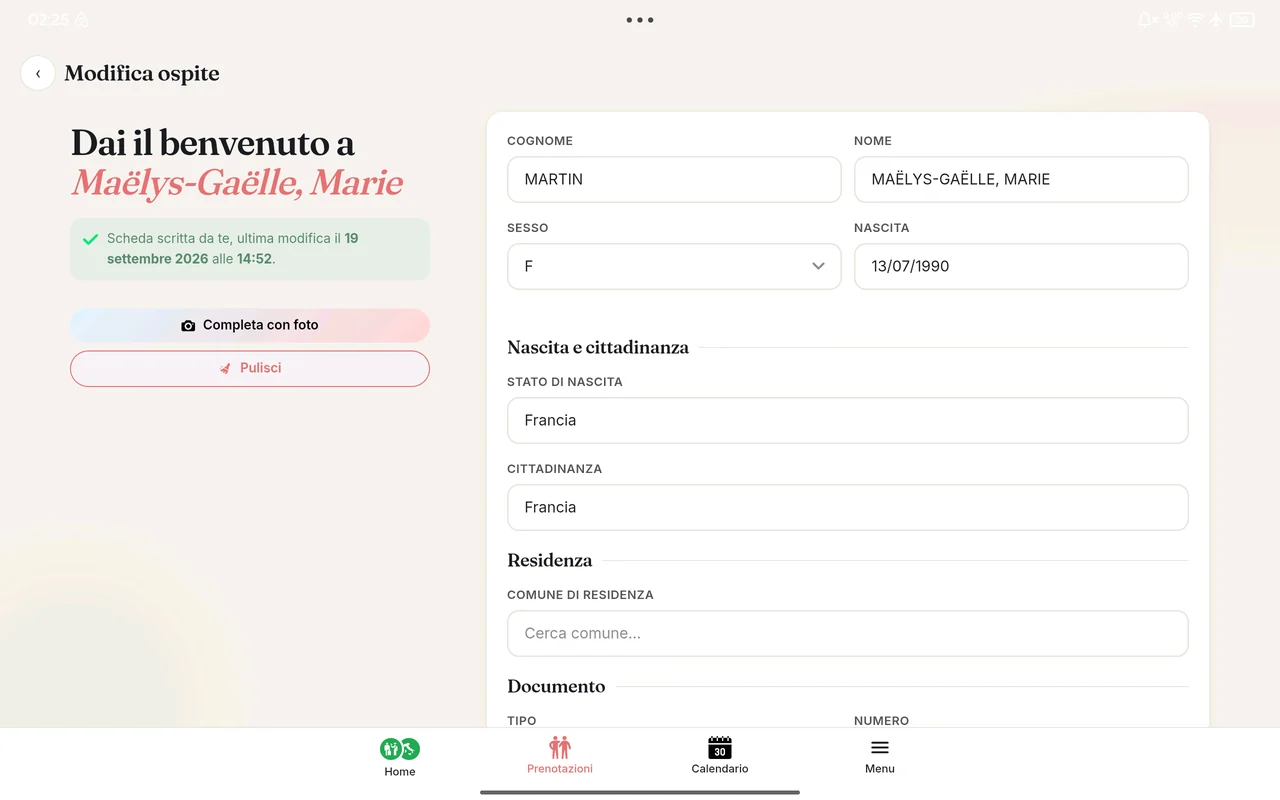 L'elenco delle prenotazioni importate dai portali